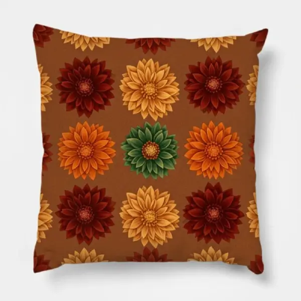 Autumn Dahlia Floral Pattern Throw Pillow