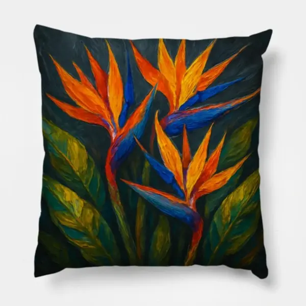 Bird of Paradise Floral Throw Pillow