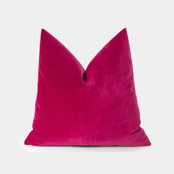 Vibrant Magenta Velvet Throw Pillow